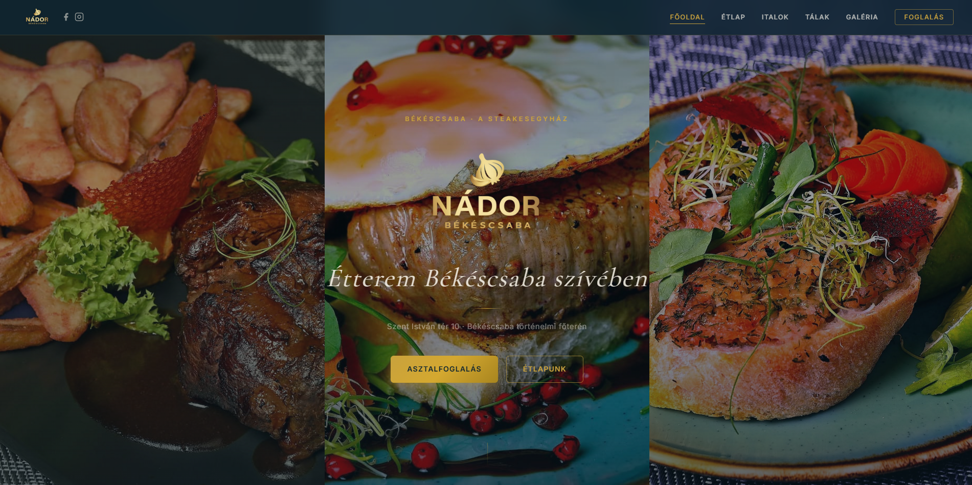 Nádor Étterem weboldal